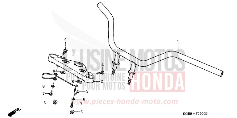 HANDLE PIPE/TOP BRIDGE for Shadow VT125C MYSTERY RED METALLIC (R231) from 2001